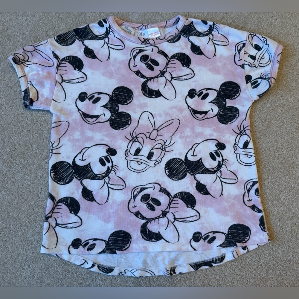 Zara x Disney Baby Minnie Mouse And Daisy Pink Shirt Size 2-3 Years